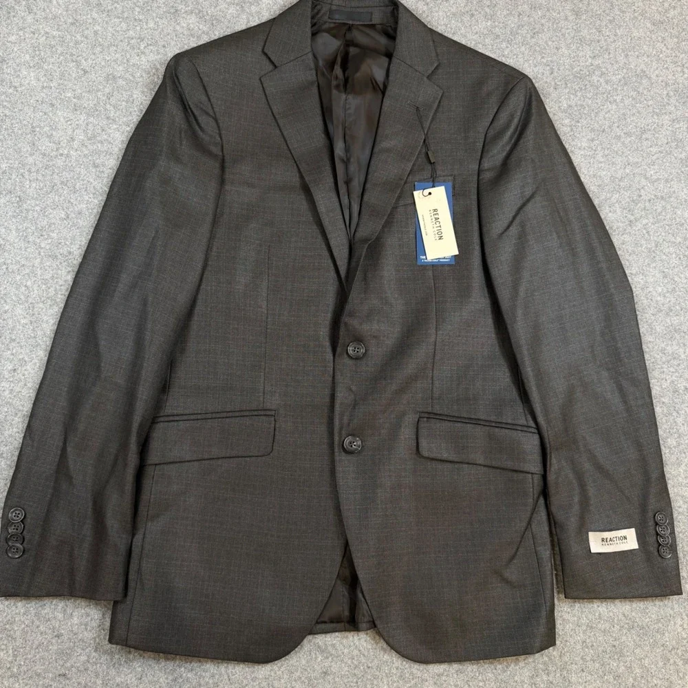 Kenneth Cole Reaction Techni-Cole Slim Fit Suit Jacket Gun Metal Grey 40R